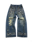 VINTAGE EMBROIDERED ADJUSTABLE WAIST CARGO PANTS
