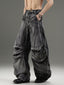 VINTAGE DISTRESSED UNISEX RIPPED WIDE‑LEG CARGO DENIM PANTS