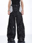 HEAVY-DUTY DRAGON SCALE 3D RAW-EDGE PATCHWORK WASHED JEANS
