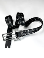 DISTRESSED CROSS DOUBLE‑LAYER COWHIDE BELT