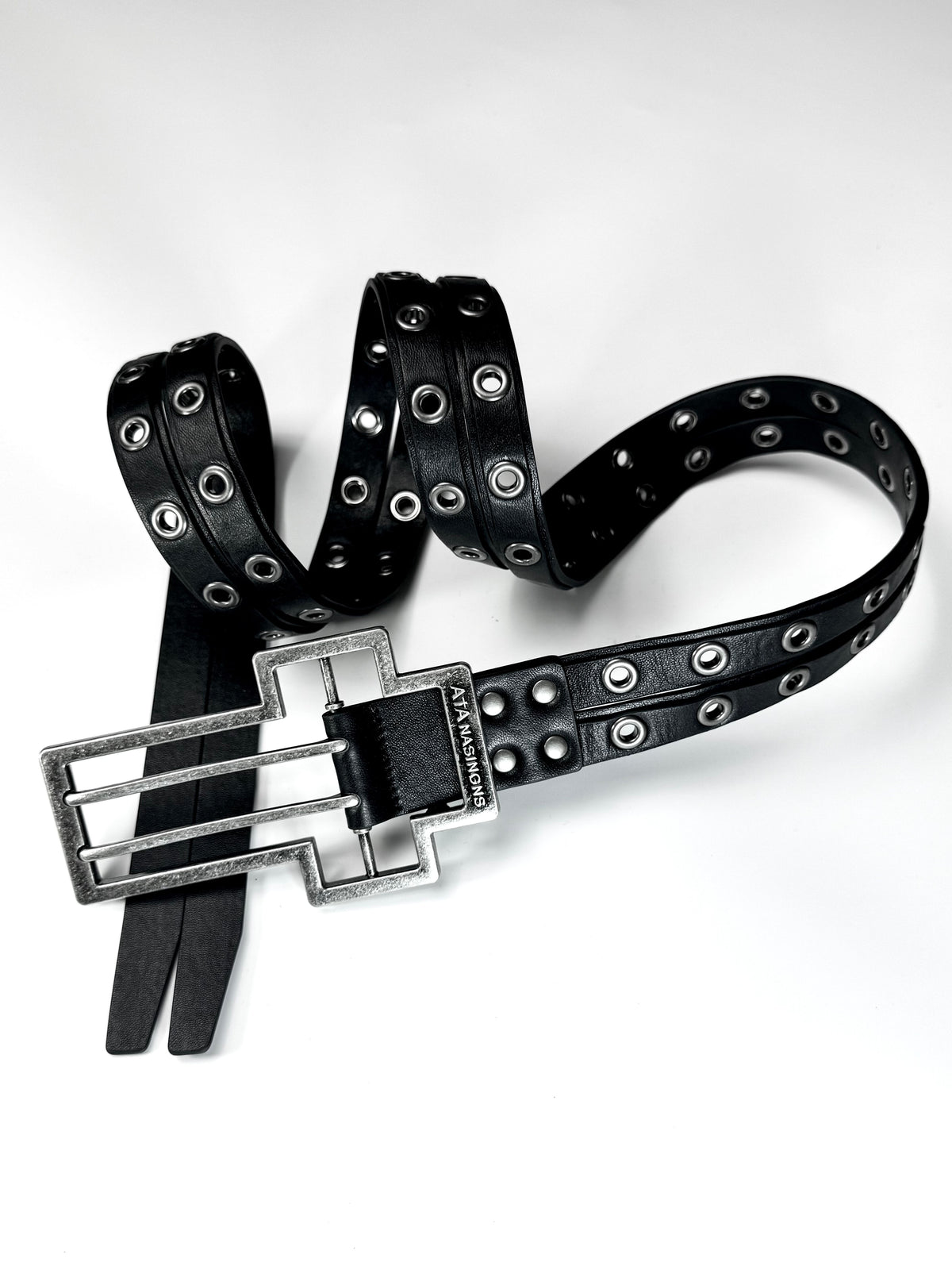 DISTRESSED CROSS DOUBLE‑LAYER COWHIDE BELT