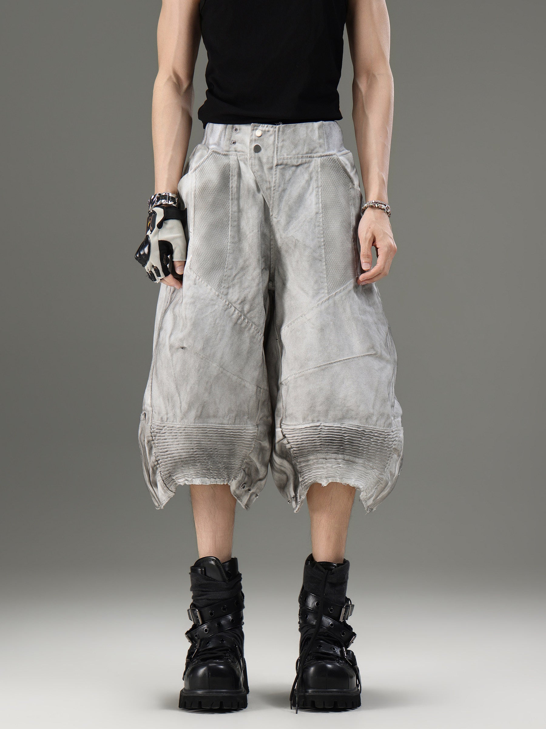 WASTELAND STYLE WASHED DISTRESSED UNISEX CARGO SHORT Secondary image