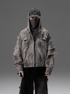 VINTAGE WASHED DENIM WASTELAND‑STYLE UNISEX JACKET