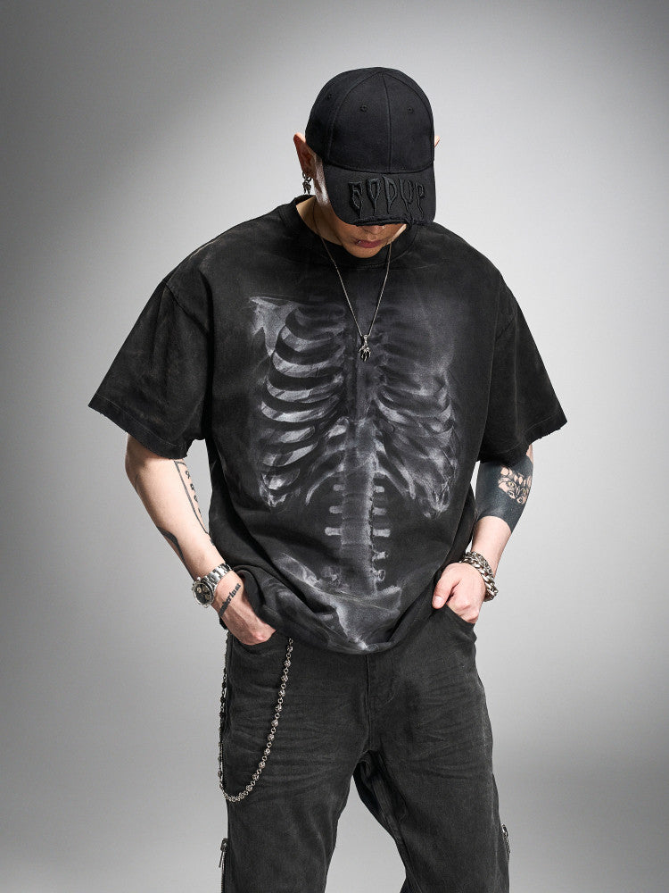 VINTAGE WASHED OVERSIZED HEAVYWEIGHT T‑SHIRT & SKELETON SCRIPTURE Secondary image