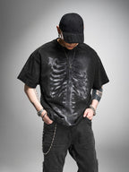 VINTAGE WASHED OVERSIZED HEAVYWEIGHT T‑SHIRT & SKELETON SCRIPTURE