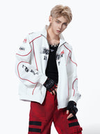VINTAGE RACING BIKER Distressed SPLICED UNISEX THIN JACKET