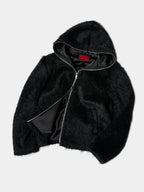 Dark Minimalist Mohair Oversized Loose Wool Cardigan Jacket