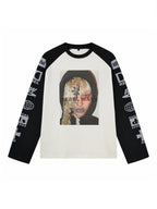 "WA_VE" PORTRAIT PRINT LONG SLEEVE TEE NICHE T-SHIRT