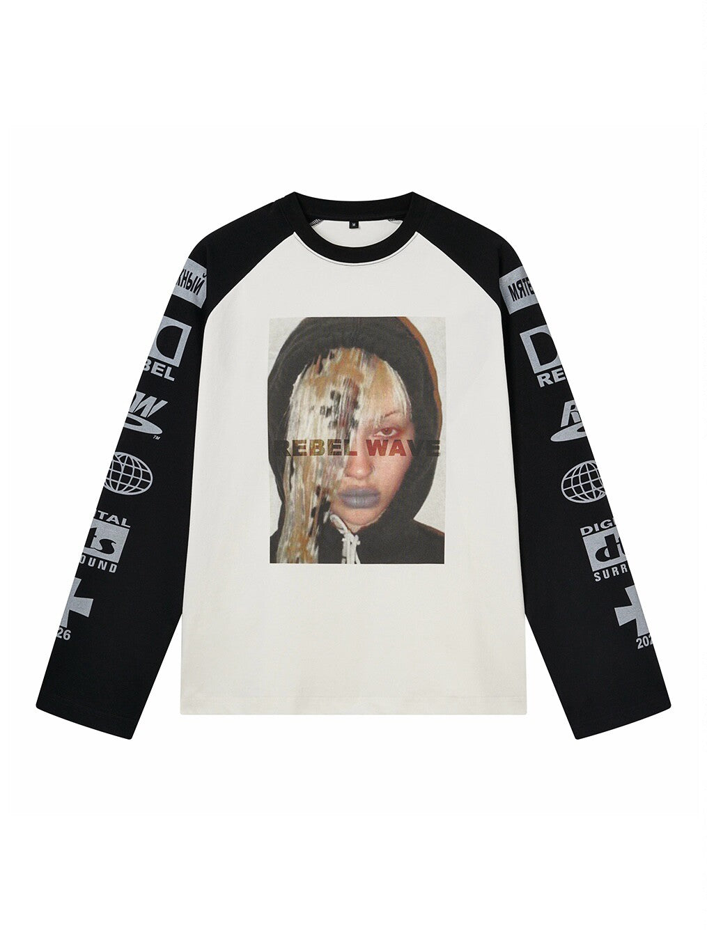 "WA_VE" PORTRAIT PRINT LONG SLEEVE TEE NICHE T-SHIRT
