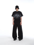 MEN'S RIVET WAVE PATTERN CASUAL COOL STREETWEAR T-SHIRT SET