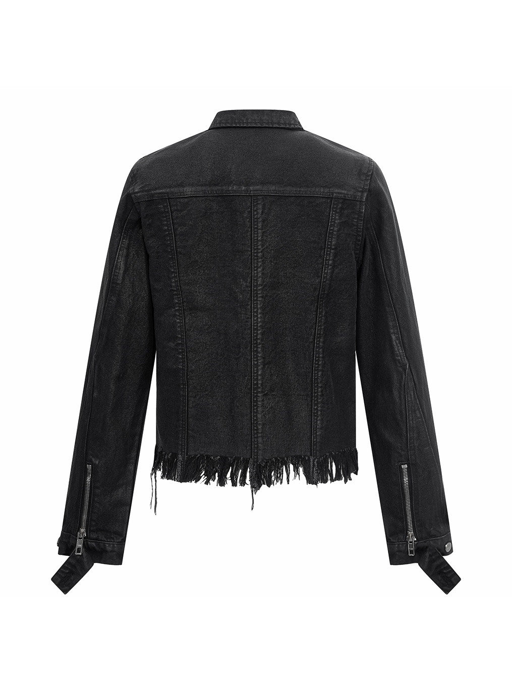 WAXED DENIM DISTRESSED HEM COAT JACKET “NAPOLEON COURT”