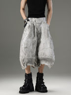WASTELAND STYLE WASHED DISTRESSED UNISEX CARGO SHORT