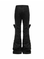 IRREGULAR STRUCTURE WAXED FLARED PANTS