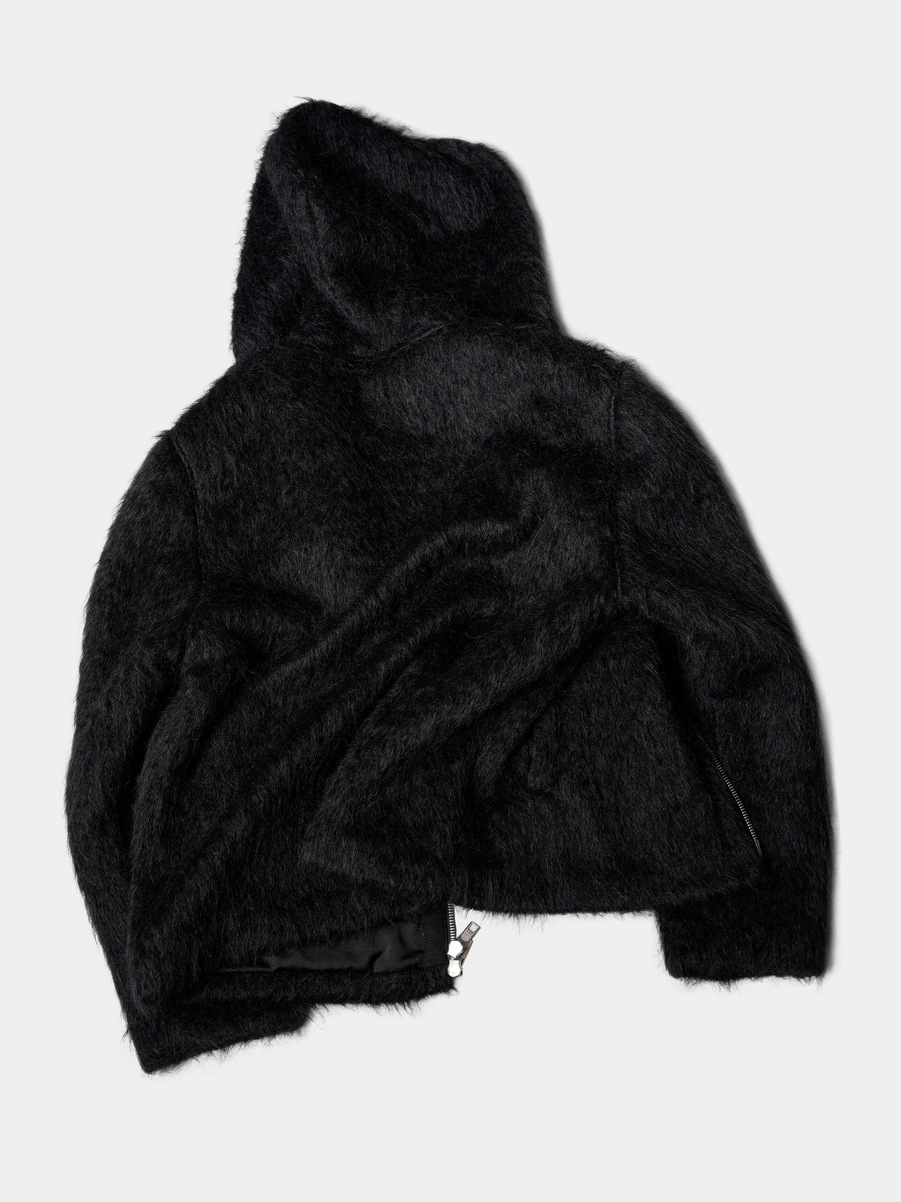 Dark Minimalist Mohair Oversized Loose Wool Cardigan Jacket
