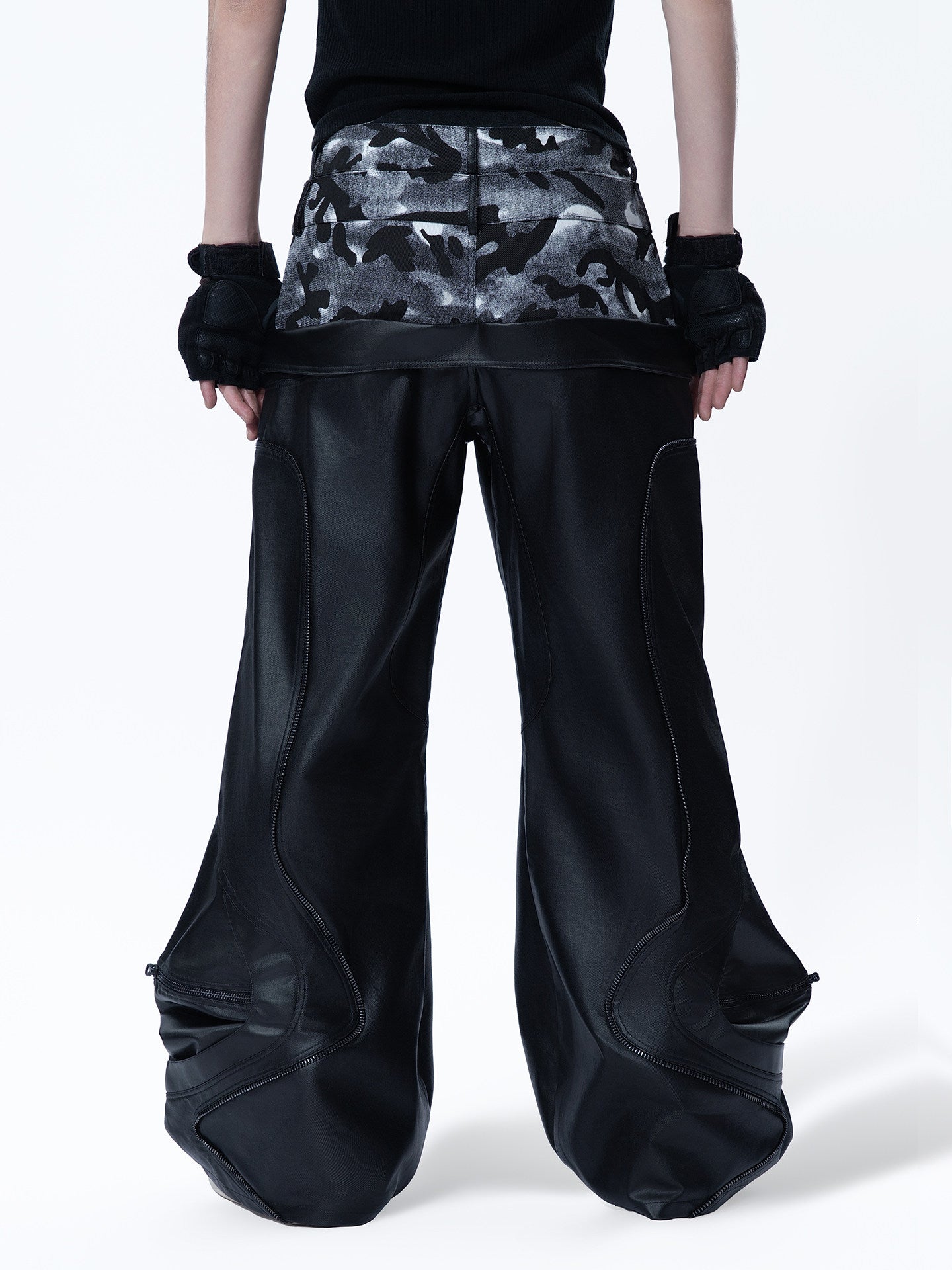 WAXED SPLICED 3D TEXTURE CASUAL HEAVY‑DUTY PANTS Secondary image