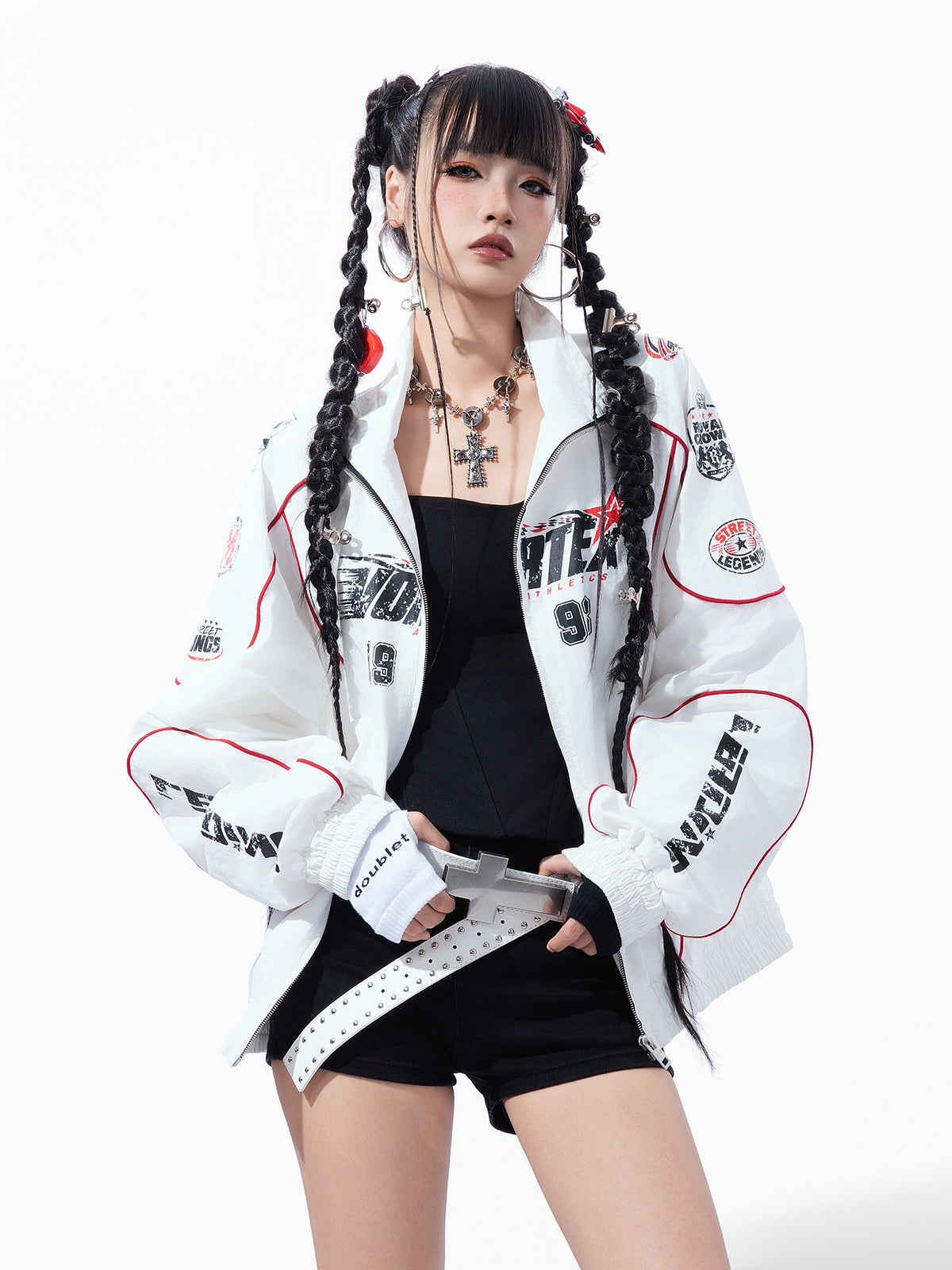 VINTAGE RACING BIKER Distressed SPLICED UNISEX THIN JACKET