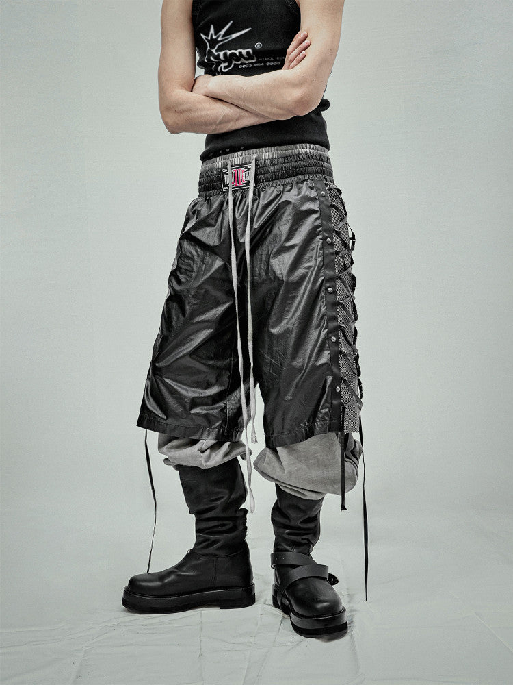 LACED MESH PANEL BOXING SHORTS Secondary image