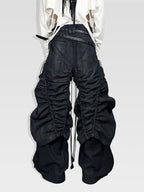 DARK NICHE STRUCTURED PLEATED WAXED HEAVYWEIGHT BAGGY JEANS