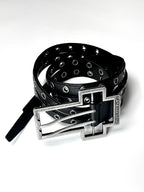 DISTRESSED CROSS DOUBLE‑LAYER COWHIDE BELT