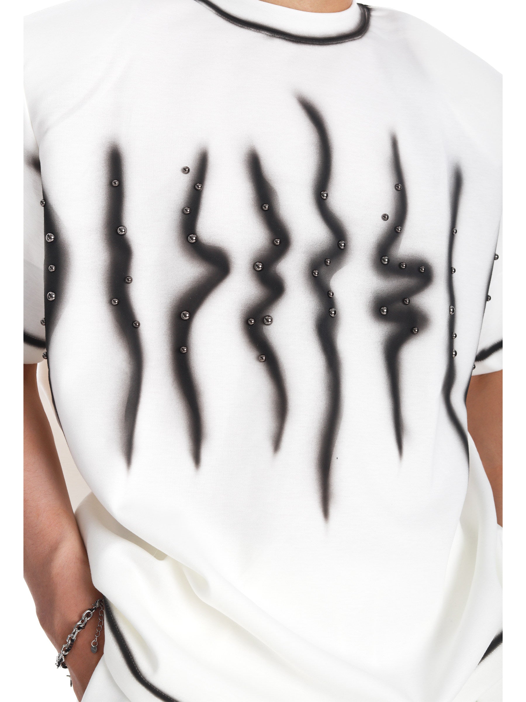 MEN'S RIVET WAVE PATTERN CASUAL COOL STREETWEAR T-SHIRT SET