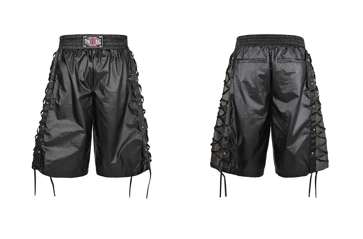 LACED MESH PANEL BOXING SHORTS