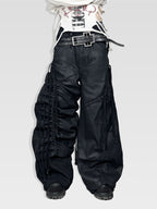 DARK NICHE STRUCTURED PLEATED WAXED HEAVYWEIGHT BAGGY JEANS