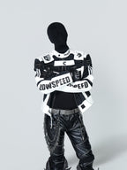 STAND COLLAR SPLICED RACING SUIT SHORT BIKER PU LEATHER JACKET