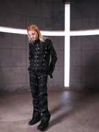 WAXED DENIM DISTRESSED HEM COAT JACKET “NAPOLEON COURT”