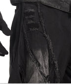 HEAVYWEIGHT WASHED PATCHWORK WIDE-LEG JEANS