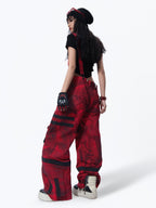 CYBERPUNK STYLE MULTI POCKET CARGO PANTS WITH KNEE GUARD DECOR