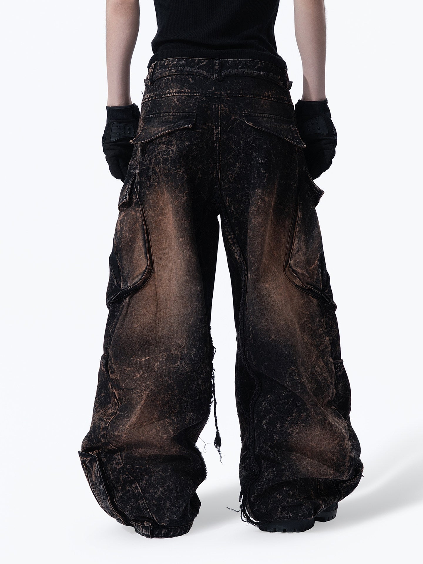 WASTERED MULTI‑POCKET RIVET DETAIL WIDE‑LEG CARGO PANTS Secondary image