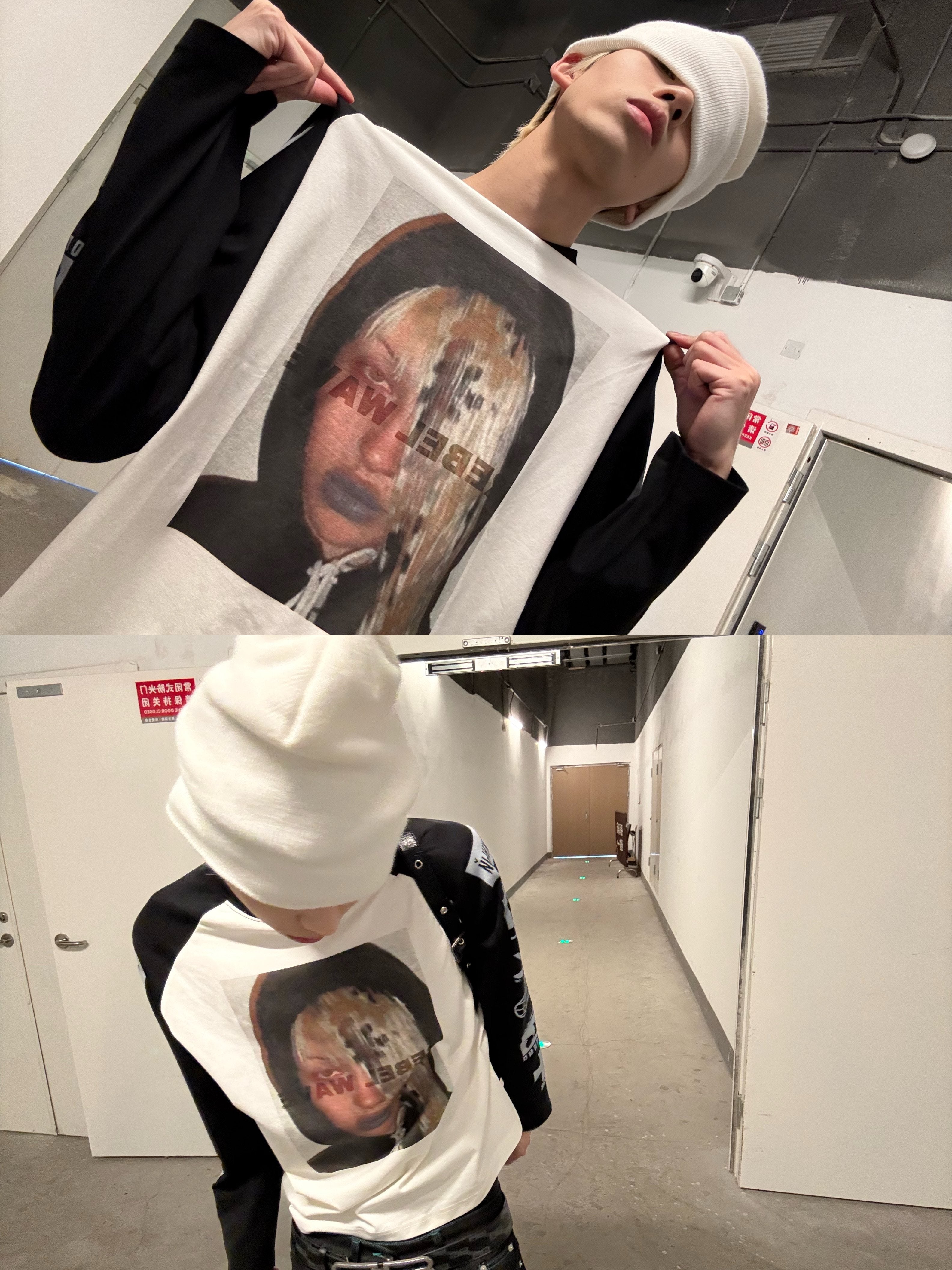 "WA_VE" PORTRAIT PRINT LONG SLEEVE TEE NICHE T-SHIRT