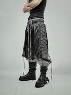 LACED MESH PANEL BOXING SHORTS