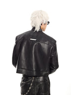 MEN'S BIKER STYLE GRADIENT CROPPED PUNK LEATHER JACKET SET