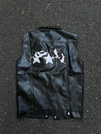 STUDDED STAR-PATTERN PU LEATHER VEST