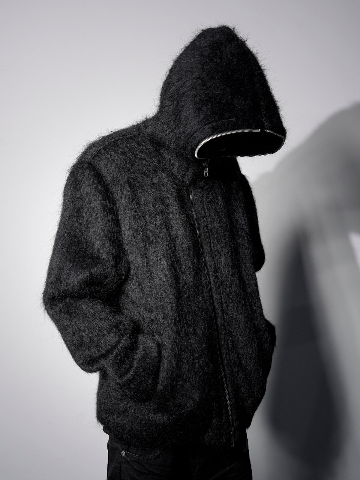 Dark Minimalist Mohair Oversized Loose Wool Cardigan Jacket Main image