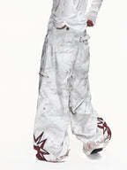 VINTAGE DETACHABLE STRAP EMBROIDERED PATCH CARGO PANTS