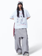 VINTAGE HEAVY‑DUTY ZIP WIDE‑LEG CASUAL CARGO PANTS