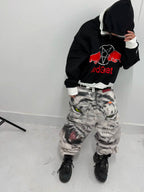 3D PRINTED WHITE TIGER WAXED JEANS