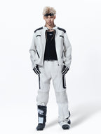 WASHED HIGH‑STREET NICHE SPLICED TECHWEAR LEATHER PANTS