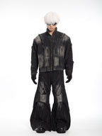 HEAVYWEIGHT WASHED PATCHWORK WIDE-LEG JEANS