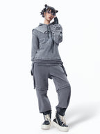 HEAVYWEIGHT SNOW‑WASHED UNISEX VINTAGE WASHED FAUX TWO‑LAYER OVERLAY TOP