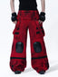 CYBERPUNK STYLE MULTI POCKET CARGO PANTS WITH KNEE GUARD DECOR