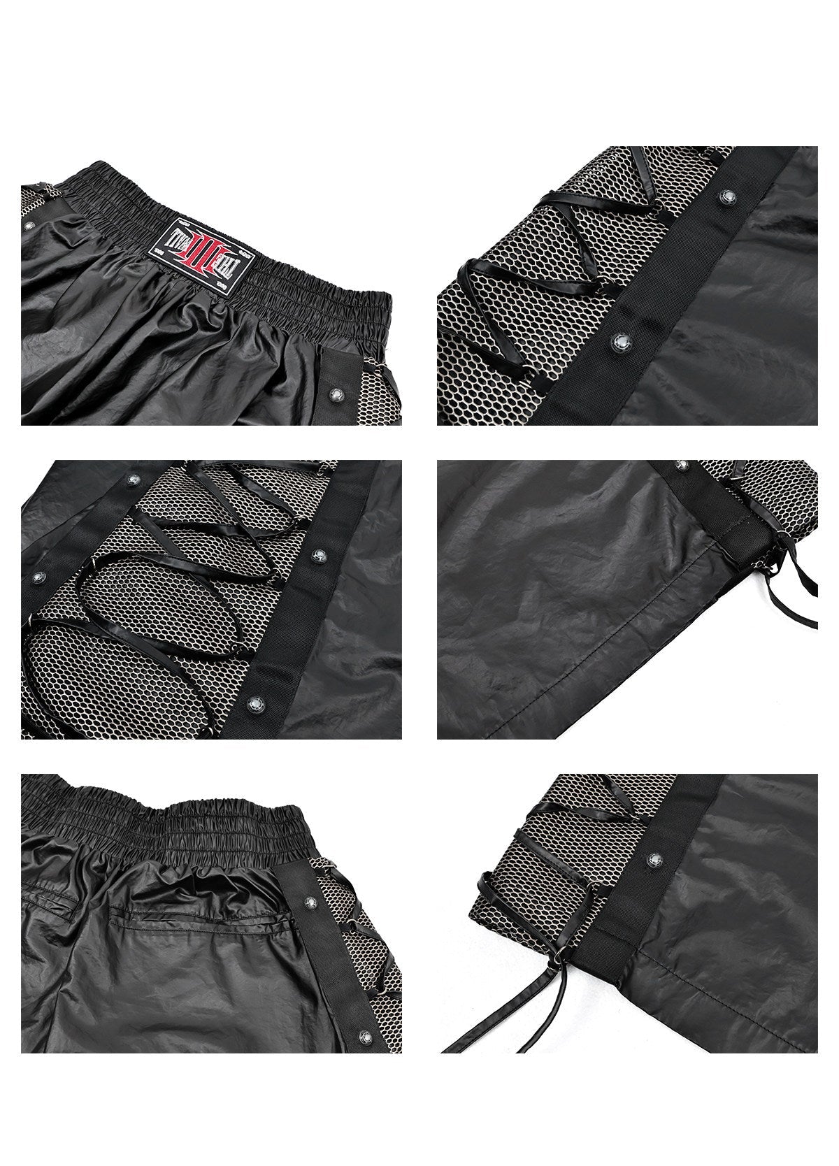 LACED MESH PANEL BOXING SHORTS