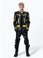 Techwear Shoulder‑Guard Racing Leather Jacket Casual Outerwear