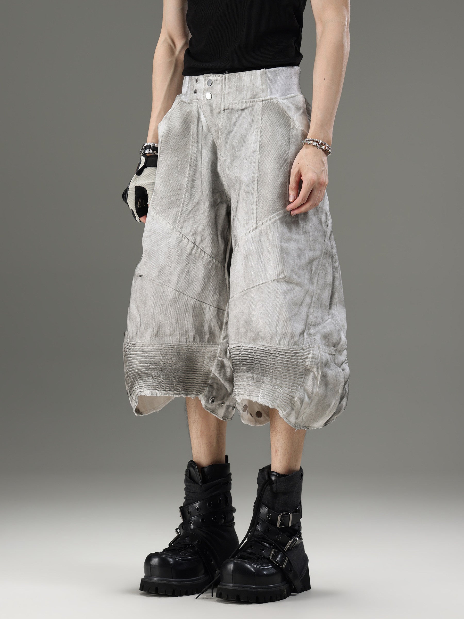 WASTELAND STYLE WASHED DISTRESSED UNISEX CARGO SHORT