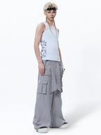 VINTAGE HEAVY‑DUTY ZIP WIDE‑LEG CASUAL CARGO PANTS
