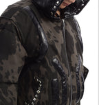 HEAVYWEIGHT CAMO RIVET HOODED BOMBER JACKET