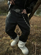 NICHE METAL CROSS‑CARVED FULL‑GRAIN COWHIDE BELT