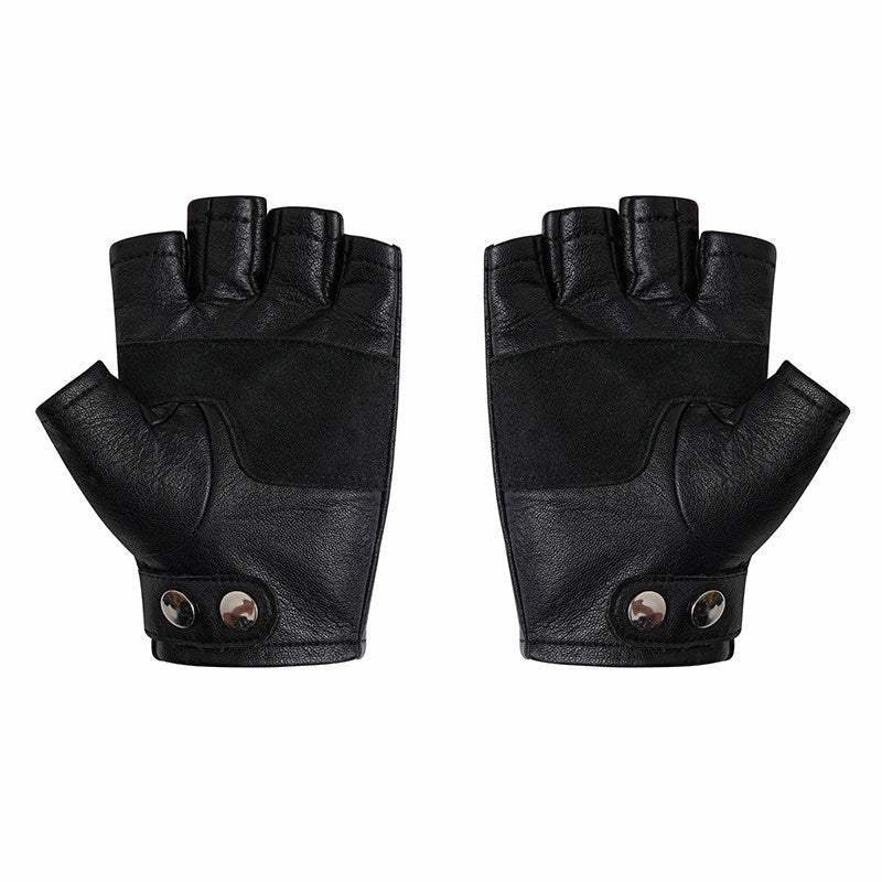 DARK PUNK STUDDED HALF-FINGER LEATHER GLOVES